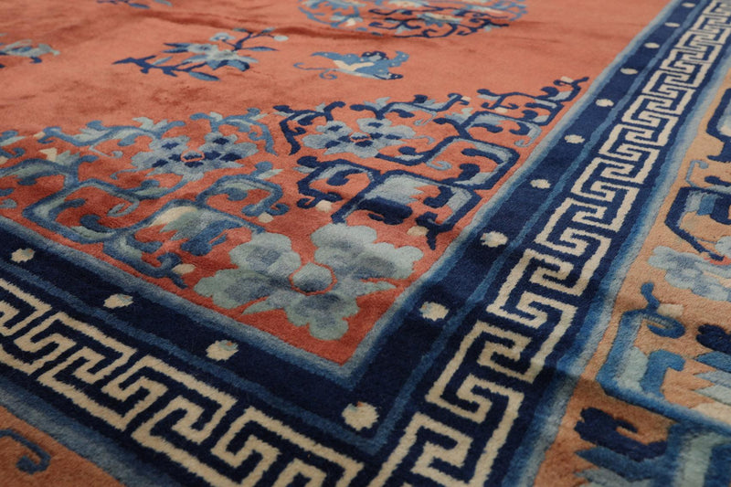 6'7" x 9'7" Hand Knotted 100% Wool Chinese Art Deco Oriental Area Rug Terracotta