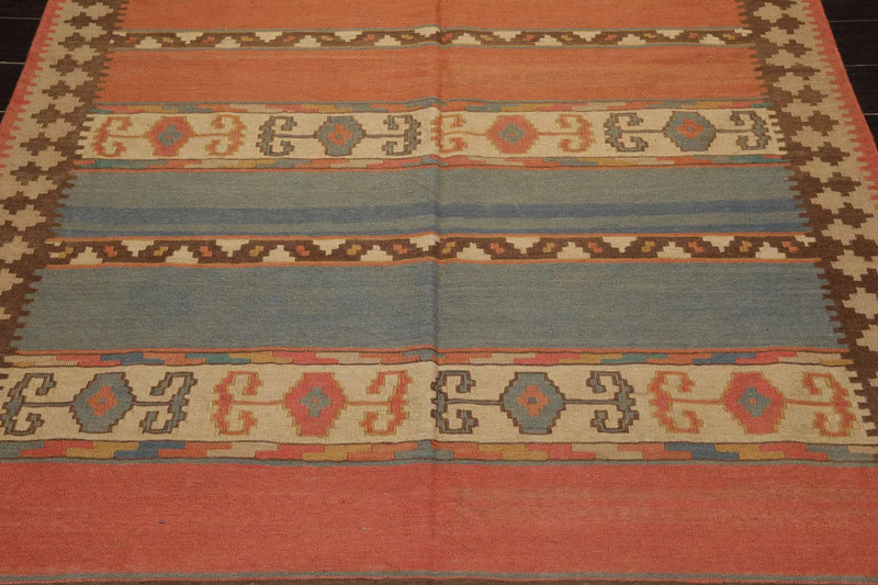6' x 9' Hand Knotted 100% Wool Romanian Kilim Southwestern Area Rug Salmon