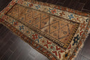 3'9" x 7'10" Antique Hand Knotted 100% Wool Melayaar Oriental Area Rug Caramel