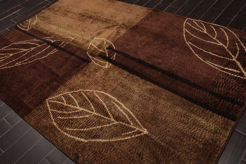 6'1" x 8'11" Hand Knotted Wool Authentic Turkish Modern Oriental Area Rug Brown