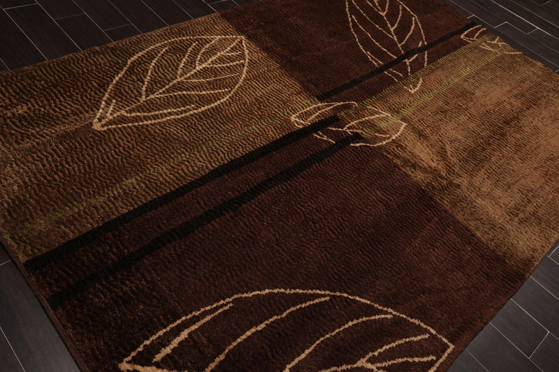 6'1" x 8'11" Hand Knotted Wool Authentic Turkish Modern Oriental Area Rug Brown