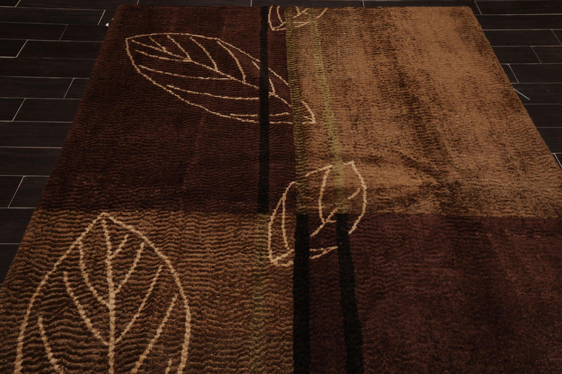 6'1" x 8'11" Hand Knotted Wool Authentic Turkish Modern Oriental Area Rug Brown