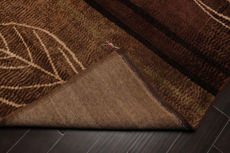 6'1" x 8'11" Hand Knotted Wool Authentic Turkish Modern Oriental Area Rug Brown