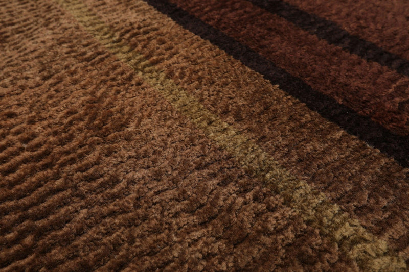 6'1" x 8'11" Hand Knotted Wool Authentic Turkish Modern Oriental Area Rug Brown