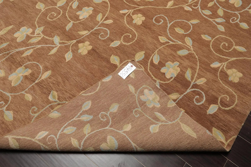 9' x 12' Hand Knotted Tibetan 100% Wool Transitional Muted Area Rug Brown