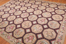 9' x 12' Hand Woven Floral 100% Wool French Needlepoint Area Rug Tan