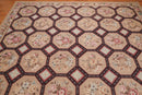 9' x 12' Hand Woven Floral 100% Wool French Needlepoint Area Rug Tan