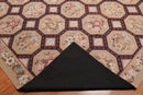 9' x 12' Hand Woven Floral 100% Wool French Needlepoint Area Rug Tan