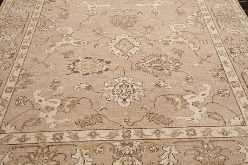 7'8" x 9'11" Hand Knotted 100% Wool Peshawar Oriental Area Rug Taupe