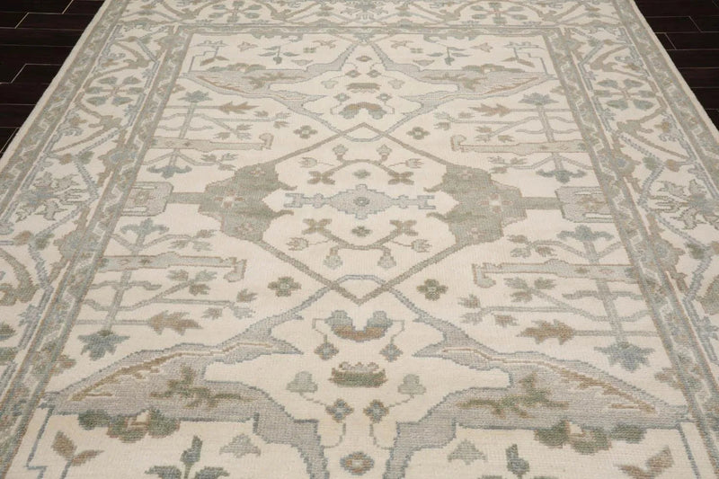 8' 2''x10' 2'' LoomBloom Muted Turkish Oushak Hand Knotted Wool Area Rug Ivory, Gray Color