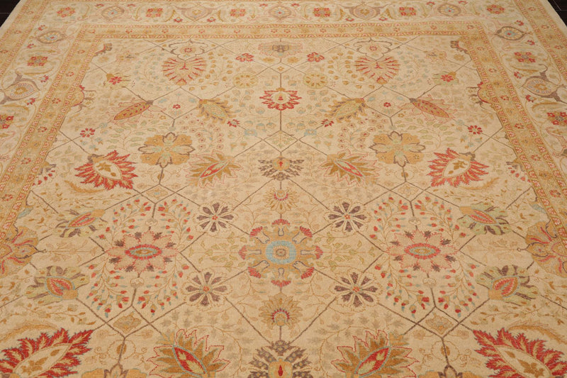 9'1"x 11'10" Hand Knotted Wool PakPersian 16/18 300 KPSI Oriental Area Rug Beige