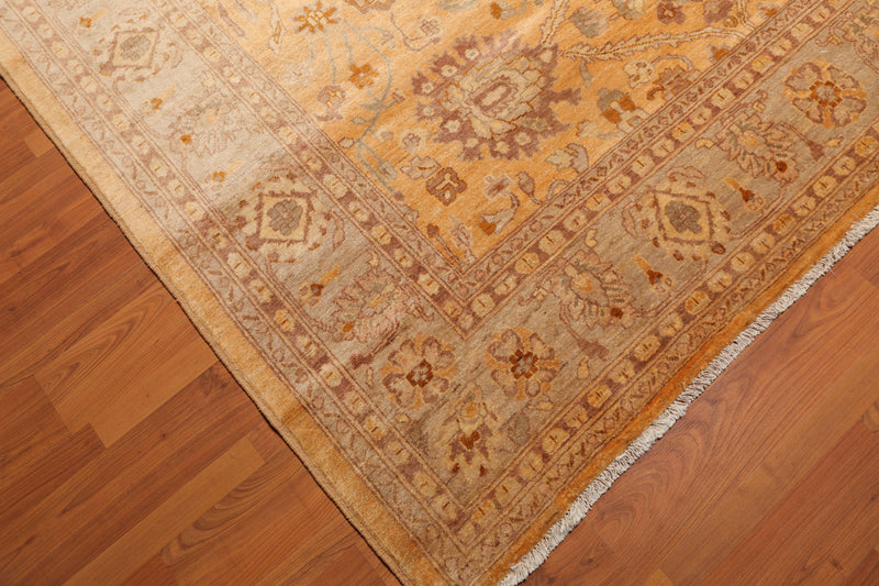 8’ x 11’6" Hand Knotted Gold Wash Silky Sheen Wool Oriental Area rug Hay