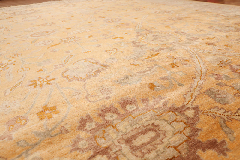 8’ x 11’6" Hand Knotted Gold Wash Silky Sheen Wool Oriental Area rug Hay