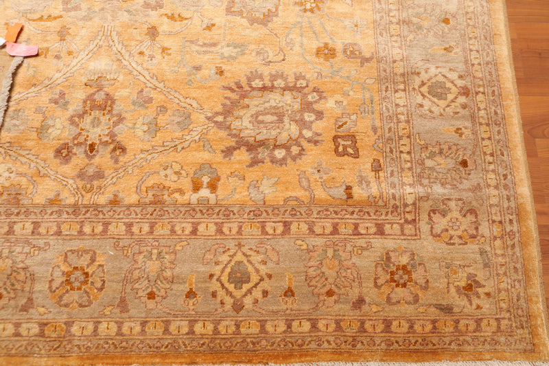 8’ x 11’6" Hand Knotted Gold Wash Silky Sheen Wool Oriental Area rug Hay