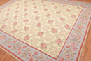 9' x 12' Hand Woven Floral Trellis Wool French Needlepoint Area Rug Gold