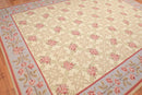 9' x 12' Hand Woven Floral Trellis Wool French Needlepoint Area Rug Gold