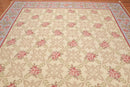 9' x 12' Hand Woven Floral Trellis Wool French Needlepoint Area Rug Gold