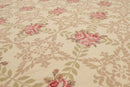 9' x 12' Hand Woven Floral Trellis Wool French Needlepoint Area Rug Gold