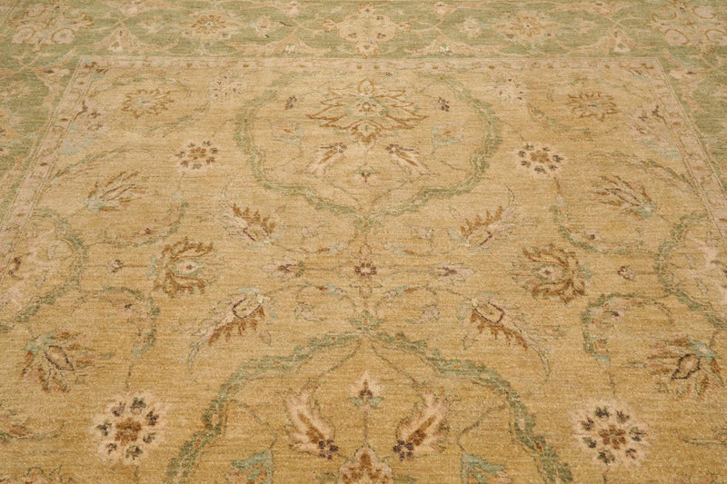 8'9" x 8'11" Square Hand Knotted 100% Wool Peshawar Oriental Area Rug Beige