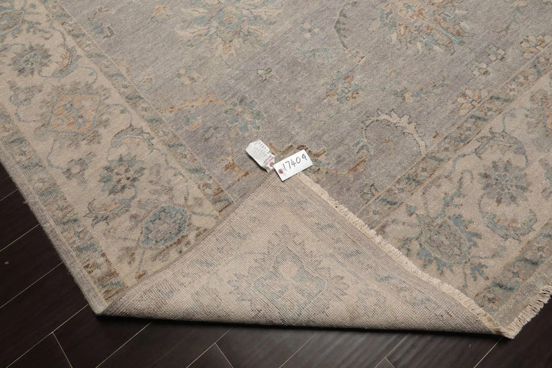 9x12 Gray Hand Knotted Traditional Afghan Oushak Wool Oriental Area Rug