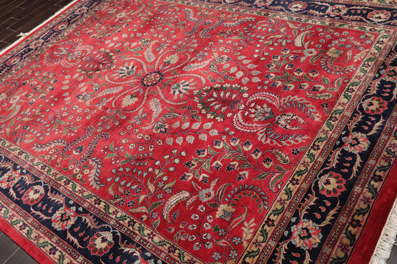 7'9" x 9'9" Hand Knotted 100% Wool Indo Saroukk 200 KPSI Area Rug Rose
