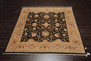 8'8" x 8'8" Square Hand Knotted 100% Wool Peshawar Oriental Area Rug Black
