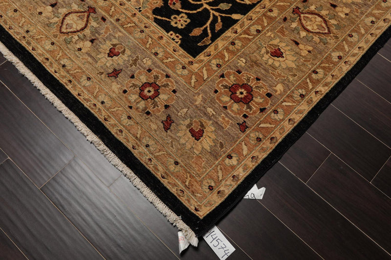 8'8" x 8'8" Square Hand Knotted 100% Wool Peshawar Oriental Area Rug Black