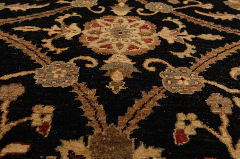 8'8" x 8'8" Square Hand Knotted 100% Wool Peshawar Oriental Area Rug Black