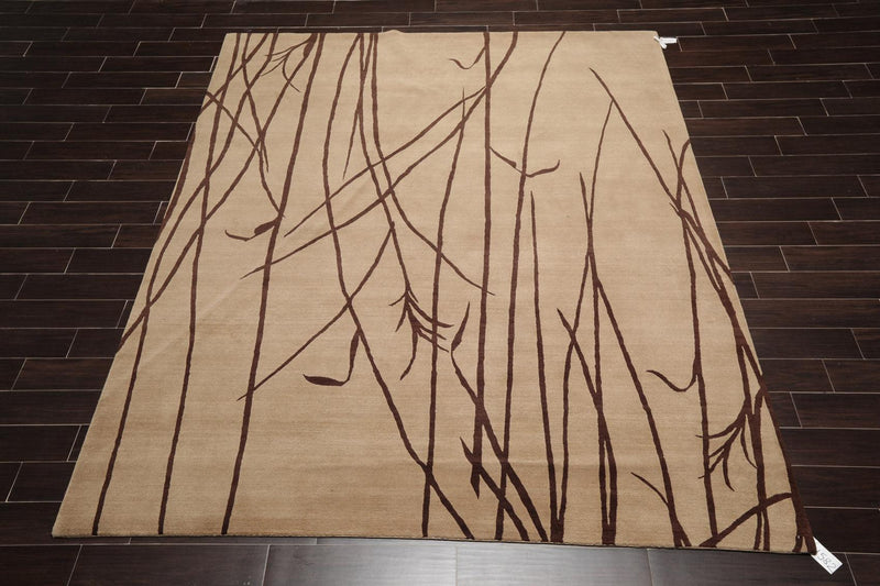 8' x 9'10" Hand Knotted Tibetan 100% Wool bamboo Modern Oriental Area Rug Camel