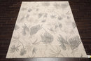 8' x 10' Hand Knotted Tibetan Wool Floral Transitional Area Rug Oatmeal Gray