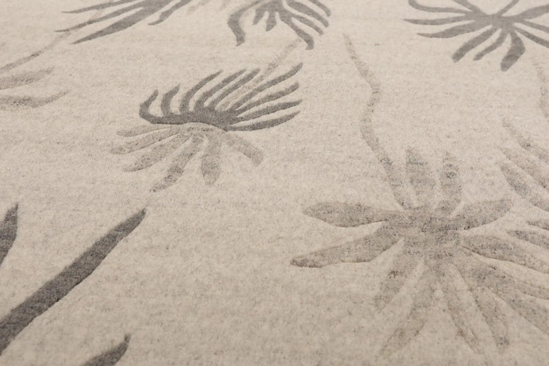 8' x 10' Hand Knotted Tibetan Wool Floral Transitional Area Rug Oatmeal Gray