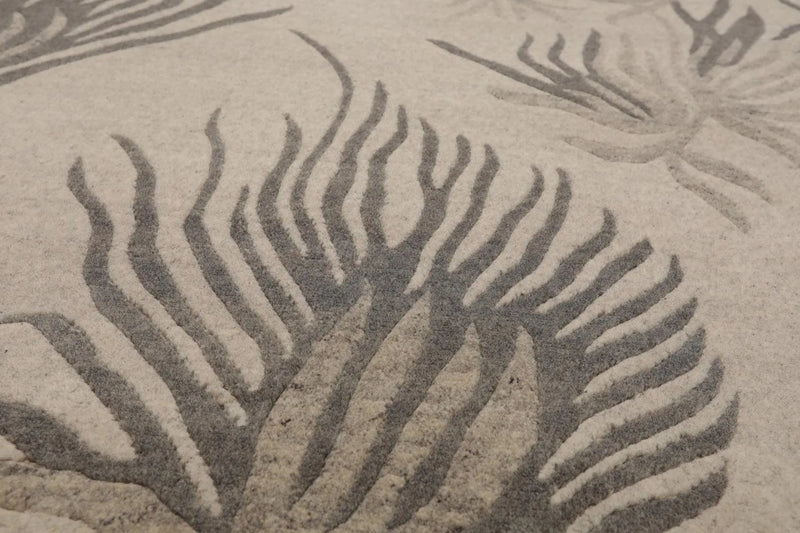 8' x 10' Hand Knotted Tibetan Wool Floral Transitional Area Rug Oatmeal Gray