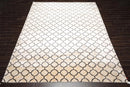 9' x 12' Hand Knotted Tibetan Viscose Quatrefoil Modern Oriental Area Rug Ivory