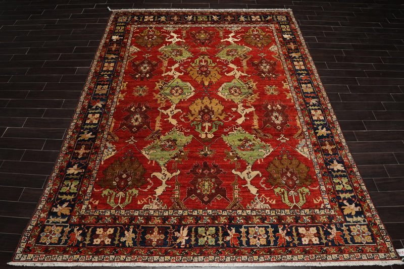 9'5" x12'5" Hand Knotted full pile Afghan Veg-dyes Arts & Crafts Tribal Area Rug Burnt Orange