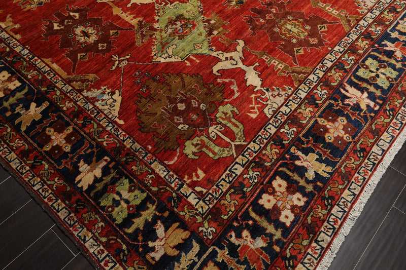 9'5" x12'5" Hand Knotted full pile Afghan Veg-dyes Arts & Crafts Tribal Area Rug Burnt Orange