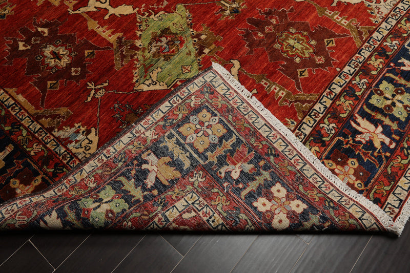 9'5" x12'5" Hand Knotted full pile Afghan Veg-dyes Arts & Crafts Tribal Area Rug Burnt Orange
