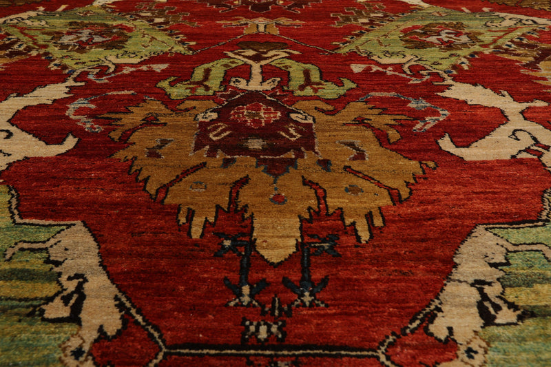 9'5" x12'5" Hand Knotted full pile Afghan Veg-dyes Arts & Crafts Tribal Area Rug Burnt Orange