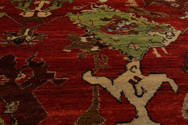 9'5" x12'5" Hand Knotted full pile Afghan Veg-dyes Arts & Crafts Tribal Area Rug Burnt Orange