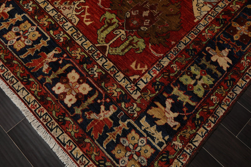 9'5" x12'5" Hand Knotted full pile Afghan Veg-dyes Arts & Crafts Tribal Area Rug Burnt Orange