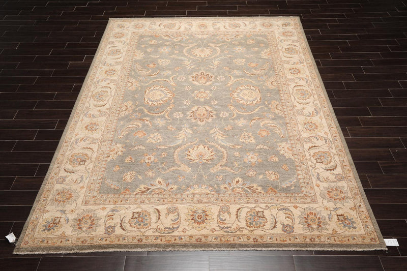 8'10" x 11'10" Hand Knotted Wool Peshawar Traditional Oriental Area Rug Gray
