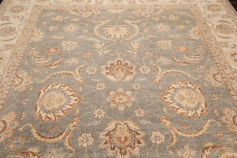 8'10" x 11'10" Hand Knotted Wool Peshawar Traditional Oriental Area Rug Gray
