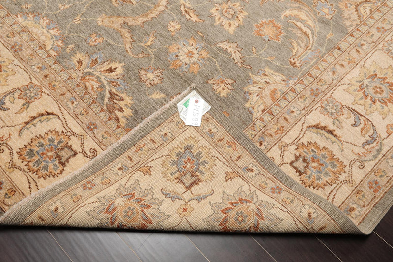 8'10" x 11'10" Hand Knotted Wool Peshawar Traditional Oriental Area Rug Gray