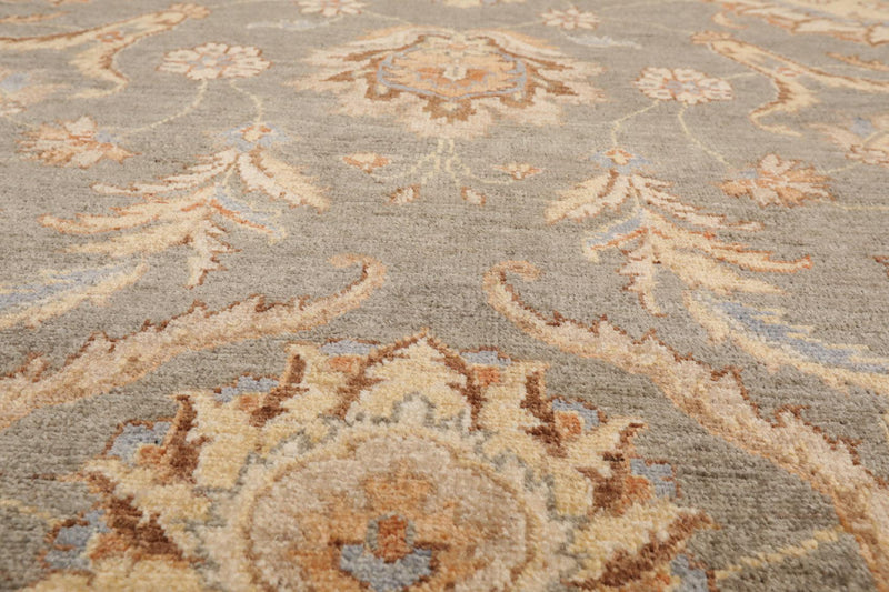 8'10" x 11'10" Hand Knotted Wool Peshawar Traditional Oriental Area Rug Gray