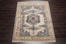 5'2"x6'1" Hand Knotted 100% Wool Muted Turkish Oushak Traditional Oriental Area Rug Beige, Blue Color