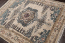 5'2"x6'1" Hand Knotted 100% Wool Muted Turkish Oushak Traditional Oriental Area Rug Beige, Blue Color