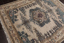 5'2"x6'1" Hand Knotted 100% Wool Muted Turkish Oushak Traditional Oriental Area Rug Beige, Blue Color