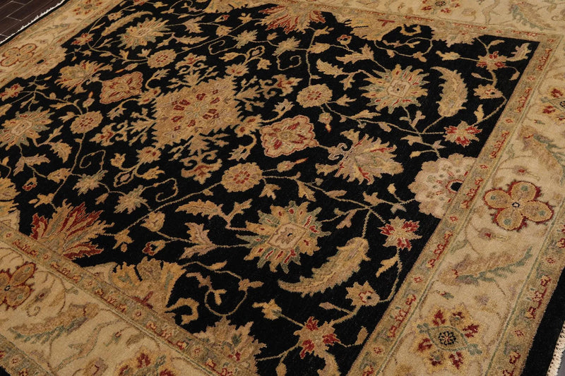 7'11'' x 10' Hand Knotted Wool Oushak Traditional Oriental Area Rug Black