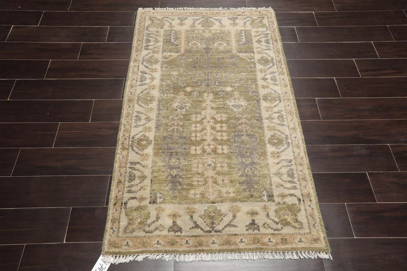 3'x5' Hand Knotted Muted Turkish Oushak 100% Wool Traditional Oriental Area Rug Sage, Beige Color