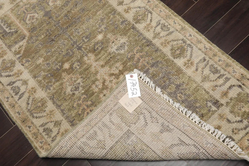3'x5' Hand Knotted Muted Turkish Oushak 100% Wool Traditional Oriental Area Rug Sage, Beige Color