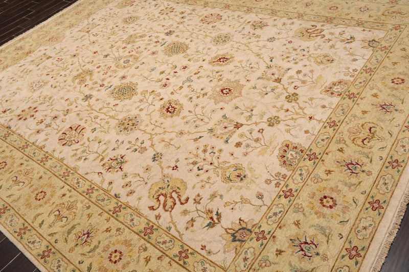 9'1'' x 11'10'' Hand Knotted 100% Wool Peshawar 200 KPSI Oriental Area Rug Beige